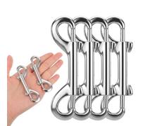 4Pcs Double Ended Snap Hooks, Duty Metal Clips for Dog Leash Key Holder | Silver Double Ended Trigger Snap Hooks, Sturdy Construction, Great For Water Bucket,Farm And Indoor Outdoor Connecting Work
