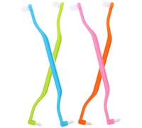 4pcs Double-Headed Tapered Toothbrushes with Small Heads | Dual-ended Design, Ergonomic Curved Plastic Handles, Two Brush Heads, Suitable for Retainers, Wisdom Teeth and Spaces