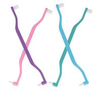 4pcs Double Headed Toothbrush with Curve Handle and Small Bristles