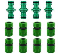 4PCS Double Male Hose Connectors & 8PCS End Quick Connectors for Hose Pipe Fitting 1/2" Plastic Tap Connector