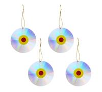 4pcs Double Side Reflective CD Bird Scarer for Balcony Railings | Plastic Silver Hanging Disc, Decorative Deterrent for Terraces, Vines and Magpie Control, Outdoor Use