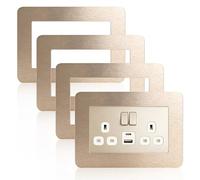 4Pcs Double Socket Surround,Self Adhesive Light Switch Plates Frame