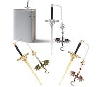 4Pcs Dragon Bookmark Fantasy Fourth Wing Dragon Sword Bookmark Lightweight & Portable Metallic Texture Bookmarks Key Pendant Gifts for Book Lovers Kids Students Teachers