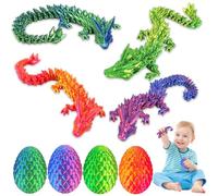 4PCS Dragon Egg with Dragon Inside,3D Dragons Eggs,Articulated Dragons Crystal,3D Printed Fidget Toy,Home Desk Decor Desk Toys,Gifts for Kids,Adults