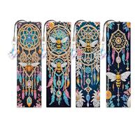 4Pcs Dreamcatcher DIY Diamond Bookmark Art Projects Irregular Shaped Diamonds Diamond Painting Art Bookmarks with Crystal Pendants for DIY Making Beginners Adult Art Craft Supplies