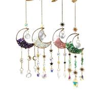 4pcs Dreamcatcher Suncatcher Crystal Sun Catcher Indoor Window Prism Ball Moon Rainbow Wind Chimes Car Hanging Garden Decoration