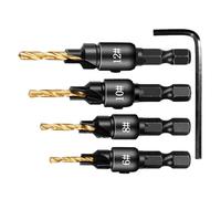 4Pcs Drill Bit Countersink Woodwork Hole Cutter Screw Aluminum Carpentry Hole Woodworking Projects Woodworking Drill Bit Kit