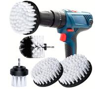 4pcs Drill Brush Attachment Set, All Purpose Drill Scrub Brushes Kit, Drill Scrub Brush for Cleaning Showers, Bathroom Toilet, Tubs, Tile, Grout, Carpet (white)