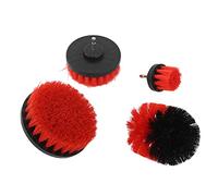 4pcs Drill Brushes Attachments Set Power Scrubber Cleaning Tool for Car Truck Motorcycle Easy to Use Fast Change Shaft Different Sizes Shapes Metal Fiber ABS (Red)