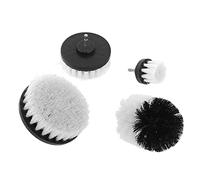 4pcs Drill Brushes Attachments Set Power Scrubber Cleaning Tool for Car Truck Motorcycle Easy to Use Fast Change Shaft Different Sizes Shapes Metal Fiber ABS (White)