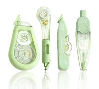 4PCS Drop-Resistant Correction Tape Set Different Cute Design Tippex Pen with Cartoon Sticker Large Capacity Smooth Mute Whiteout Correction Tape for Home School Office Supplies (Green)