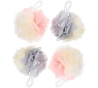 4pcs Dual Color Foaming Bath Ball Cloth Body Scrubber for Men Women | Large Size, Soft Safe Massage Feel, Easy to Clean, Shower Loofah for Daily Use