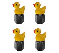 4Pcs Duck Glow in The Dark Tire Valve Caps for Cars Motorcycles (Black Yellow)