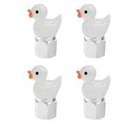 4Pcs Duck Glow in The Dark Tire Valve Caps for Cars Motorcycles (Silver White)