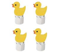 4Pcs Duck Glow in The Dark Tire Valve Caps for Cars Motorcycles (Silver yellow)