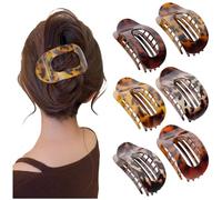 4PCS Duckbill Hair Clips for Women Flat Claw Hair Clips Round Casual Versatile Solid Colour Lay Down Claw Clamps Clip Simple Elegant for Thick Thin Long Short Hairs (A/6PCS)