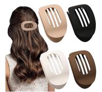 4PCS Duckbill Hair Clips for Women Flat Claw Hair Clips Round Casual Versatile Solid Colour Lay Down Claw Clamps Clip Simple Elegant for Thick Thin Long Short Hairs (F)