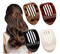 4PCS Duckbill Hair Clips for Women Flat Claw Hair Clips Round Casual Versatile Solid Colour Lay Down Claw Clamps Clip Simple Elegant for Thick Thin Long Short Hairs (A)