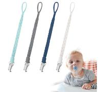 4PCS Dummy Clip - BPA Free Pacifiers Holders Cotton Teether Soother Chain Braided Pacifier Clips