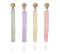 4PCS Dummy Clip Cotton Fabric Clips for Baby, Soft Cotton Dummy Clips with Secure Stainless Steel Clip Universal Soother Chain for Boys & Girls Teething Toy Accessory