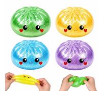4Pcs Dumpling Toys, Glitter Dumplings Stress Balls for Adults, Soft Dumplings Squishies, Slow Rising Fidgets, Dumplings Stress Balls for Adults Kids, Sensory Squishys Anxiety Relief for All Ages