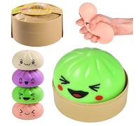 4Pcs Dumpling Toys, Mystery Dumplings Squishies with Steamer Box, Soft Dumpling Fidget Toys, Slow Rising Fidgets, Dumplings Stress Balls for Adults Kids, Unique Gifts for Kids and Adults