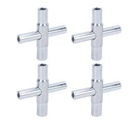 4Pcs Durable 4 Way Sillcock Key Set for Opening and Closing Water Valves, Compact and Handy for Emergency Situations for Plumbers, Steel Galvanized Silver