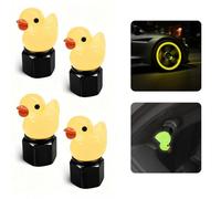 4Pcs Dust Caps for Car Tyres, Cute Duck Universal Fluorescent Car Tire Valve caps, Glow in the Dark for Cars SUV Motorbike Trucks Bicycle Interesting and Practical Tire Decoration(Black)