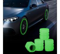 4PCs Dust Caps for Car Tyres,Fluorescent Car Tyre Valve Caps,Luminous Tire Valve Cap,Glow in the Dark Tire Valves Stem Cover,Universal Wheel Air Stem Cap Cover for Cars,Truck,SUV,Motorbike (Green)
