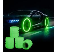 4PCS Dust Caps for Car Tyres, Fluorescent Tire Valve Stem Caps, Illuminated Auto Wheel Cap, Glow in The Dark Dust Cap for Truck, SUV, Motorcycles, Bike Decoration (Green)