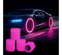4PCS Dust Caps for Car Tyres, Fluorescent Tire Valve Stem Caps, Illuminated Auto Wheel Cap, Glow in The Dark Dust Cap for Truck, SUV, Motorcycles, Bike Decoration (Pink)