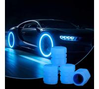 4PCS Dust Caps for Car Tyres, Fluorescent Tire Valve Stem Caps, Illuminated Auto Wheel Cap, Glow in The Dark Dust Cap for Truck, SUV, Motorcycles, Bike Decoration (Blue)