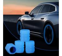 4PCs Dust Caps for Car Tyres,Glow in The Dark Valve Cap,Fluorescent Tire Valve Covers,Luminous Stem Caps,Fashion Tyre Stem Dust Cover,Glow Noctilucous Tire Air Cap Cover for Car,Bike,SUV (Blue)