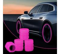 4PCs Dust Caps for Car Tyres,Glow in The Dark Valve Cap,Fluorescent Tire Valve Covers,Luminous Stem Caps,Fashion Tyre Stem Dust Cover,Glow Noctilucous Tire Air Cap Cover for Car,Bike,SUV (Pink)