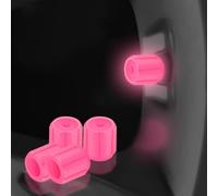 4PCS Dust Caps for Car Tyres, Luminous Tire Valve Caps, Universal Glow-in-the-Dark Fluorescent Valve Stem Covers for Cars, SUVs, Motorbikes & Bicycles, Anti-Dust Wheel Accessories (Pink)