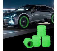 4PCS Dust Caps for Car Tyres,Tire Valve Stem Caps,Luminous Car Tire Valve Caps,Fluorescent Wheel Cap Stem Covers for Truck, SUV, Motorcycles, Bike,Glow in the Dark Dust Caps for Car Tyres (Green)