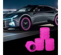 4PCS Dust Caps for Car Tyres,Tire Valve Stem Caps,Luminous Car Tire Valve Caps,Fluorescent Wheel Cap Stem Covers for Truck, SUV, Motorcycles, Bike,Glow in the Dark Dust Caps for Car Tyres (Pink)