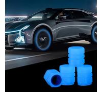 4PCS Dust Caps for Car Tyres,Tire Valve Stem Caps,Luminous Car Tire Valve Caps,Fluorescent Wheel Cap Stem Covers for Truck, SUV, Motorcycles, Bike,Glow in the Dark Dust Caps for Car Tyres (Blue)