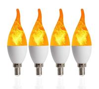 4pcs E14 3w Fire Flame Light Bulbs 3 Mode Candelabra Warm White Chandelie Candle Light for Halloween Christmas Party Decorations C35 C35L 85-265V