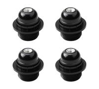 4PCS E27 Lamp Holder, Screw E27 Light Fitting Bulb Holder, Pendant Socket with Shade Ring, Threaded Entry Lamps Fittings Adapter Parts for Table Ceiling Lights (Black)