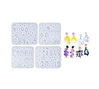 4Pcs Ear Rings Epoxy Geometric Irregular Earrings Mold Ear Pendant Silicone Molds for Craft Enthusiasts Jewelry Tools