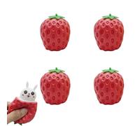 4PCS Easter Basket Essentials, Pop Up Strawberry Bunny, Squishes Strawberry Rabbit Funny Novelty Toy, Strawberry Rabbit Squeeze Toys, Pop Up Toy for Easter Basket Stuffers (A)