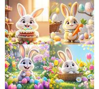 4PCS Easter Bunny Kits For Adults, Easter Rabbit with Eggs Happy For Beginners, Carrot
