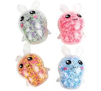 4PCS Easter Bunny Squishy Toys - Soft Gel Rabbit Stress Balls, Luminous Foam Egg Venting Toys for Stress Relief, Cute Squishies for Kids & Adults