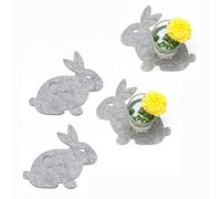 4PCS Easter Coasters, Easter Rabbit Coaster Placemats Bunny Shaped Table Mats Fabric Cup Cloth for Home Kitchen Decorations Heat-resistant Cup Mat Non-slip Plate Mats Tableware Accessories