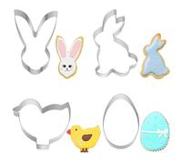 4PCS Easter Cookie Cutters Set, Easter Hare Cookies Cutter, Easter Eggs Cookie Molds, Stainless Steel Cookie Mold, Egg, Rabbit Face, Bunny, Chick Cookies Mold for Biscuit Pastry Cake Tools