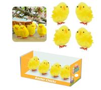4Pcs Easter Fluffy Chicks, DIY Arts and Crafts for Kids, Easter Bonnet and Hunt Decor, Seasonal Home Party Supplies 6cm