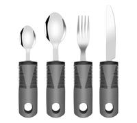 4pcs Easy Grip Cutlery Adaptive Cutlery with Extra Wide Handles for Disabled Arthritic Hands Dining Aid for Parkinson's Aids Caring Cutlery Disabled Cutlery for Adults Knife Fork Spoon Teaspoon
