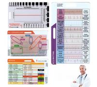4PCS ECG/EKG Rhythm Pocket Card, Rapid Cardiac Analysis & Measurement Tool Clear ECG Badge Card Holder, Horizontal and Vertical Option, Badge Pocket Card