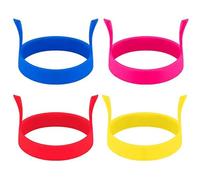 4pcs Egg Rings for Frying Silicone Fried Egg Ring Non-Stick Round Rings with Dual Handle Easy to Clean Fried Egg Mould for Mess-Free Fried or Poached Eggs High Temperature Resistant